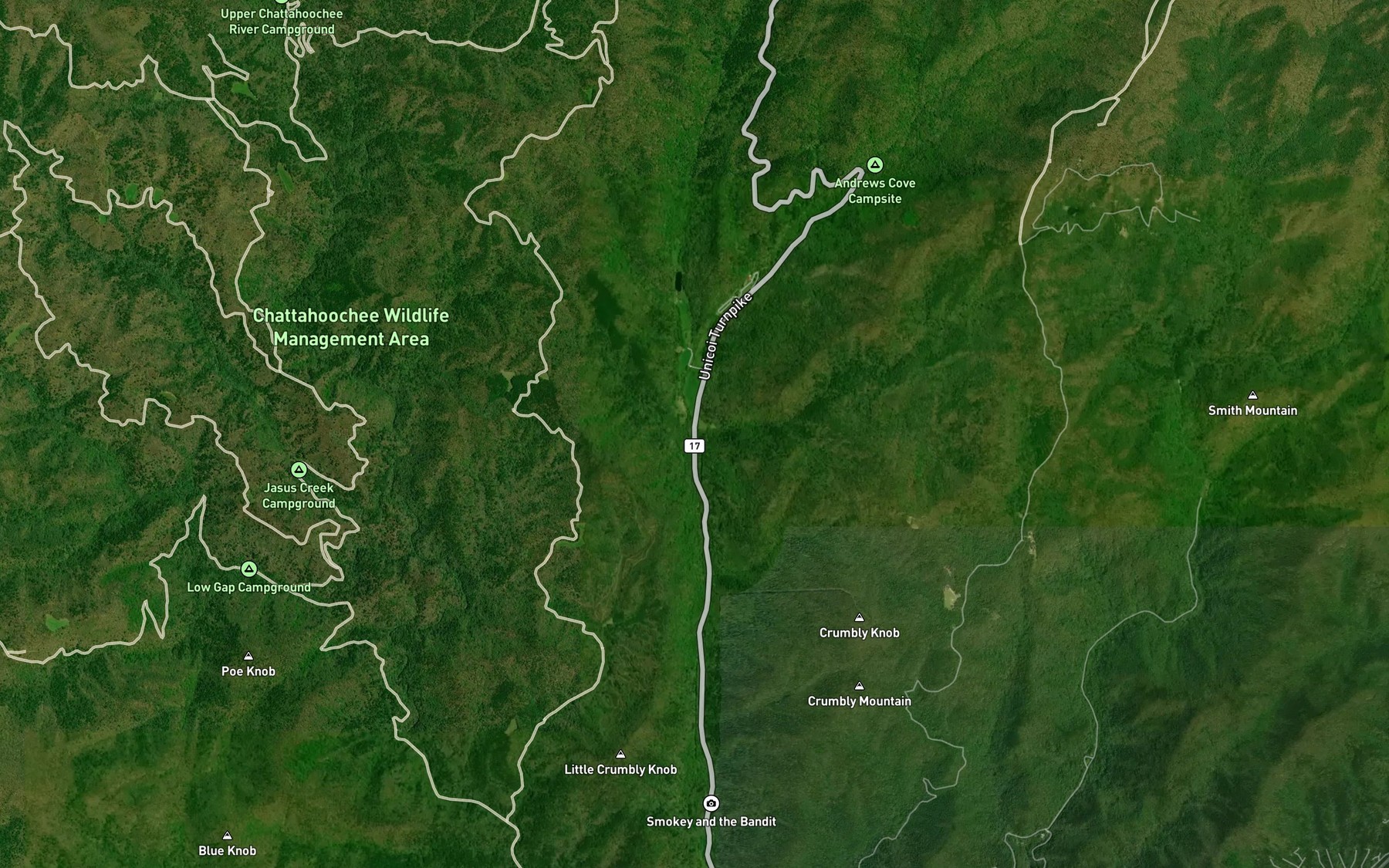 Satellite map of the Lost House Branch