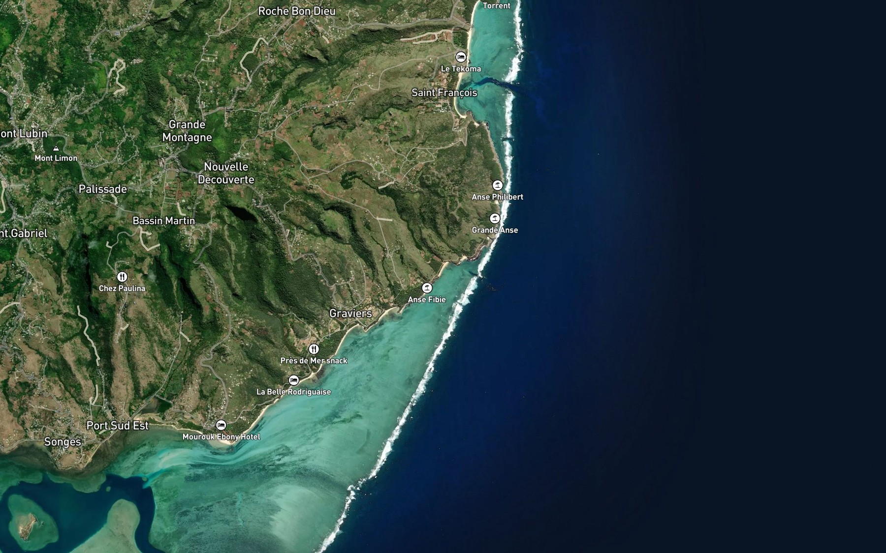 Satellite map of the Anse Famille
