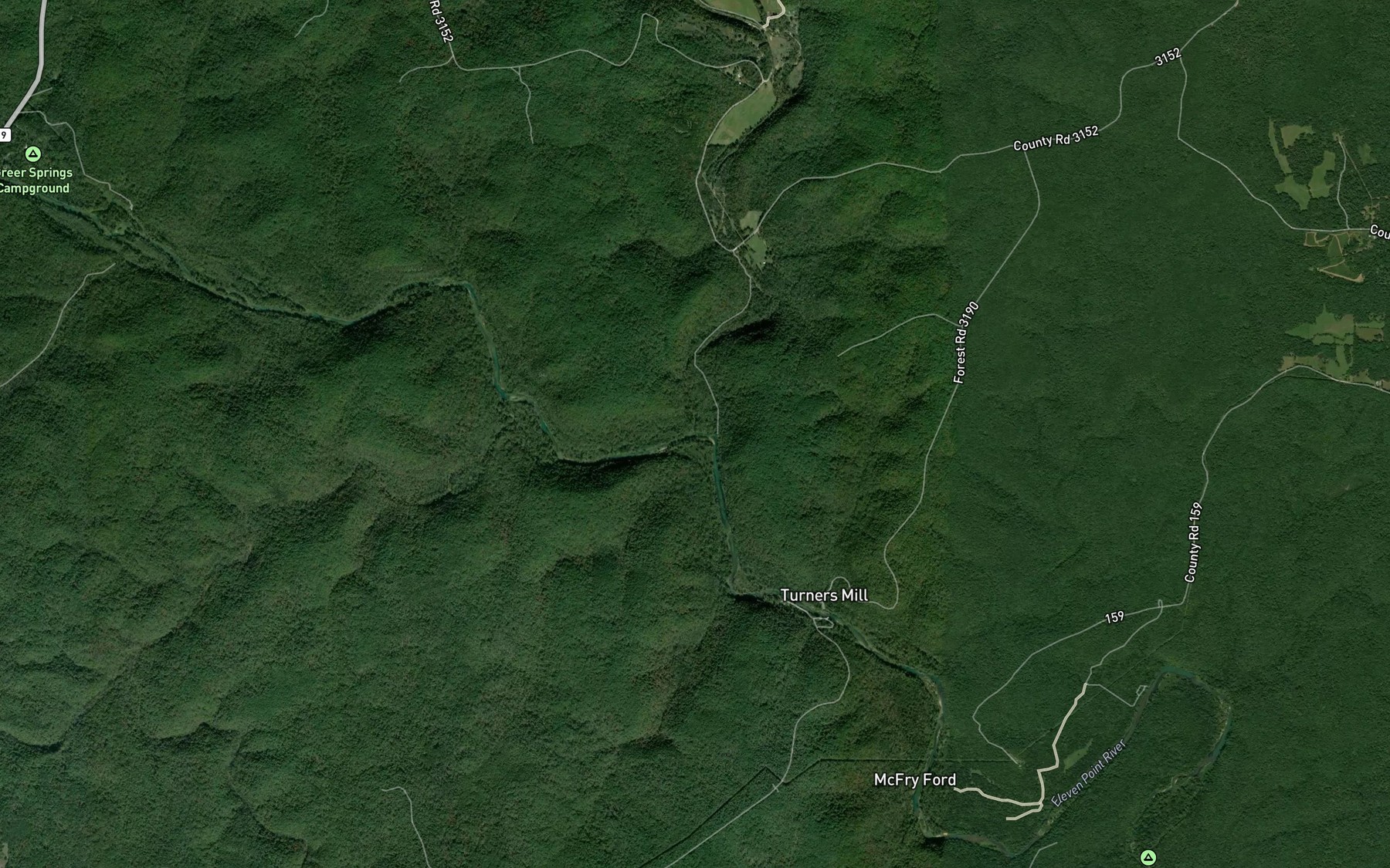 Satellite map of the Hurricane Creek