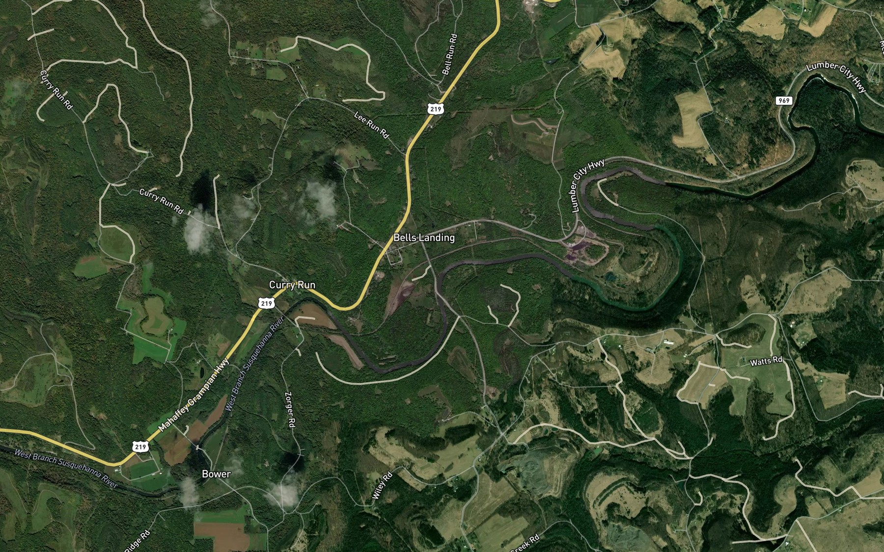 Satellite map of the Bell Run