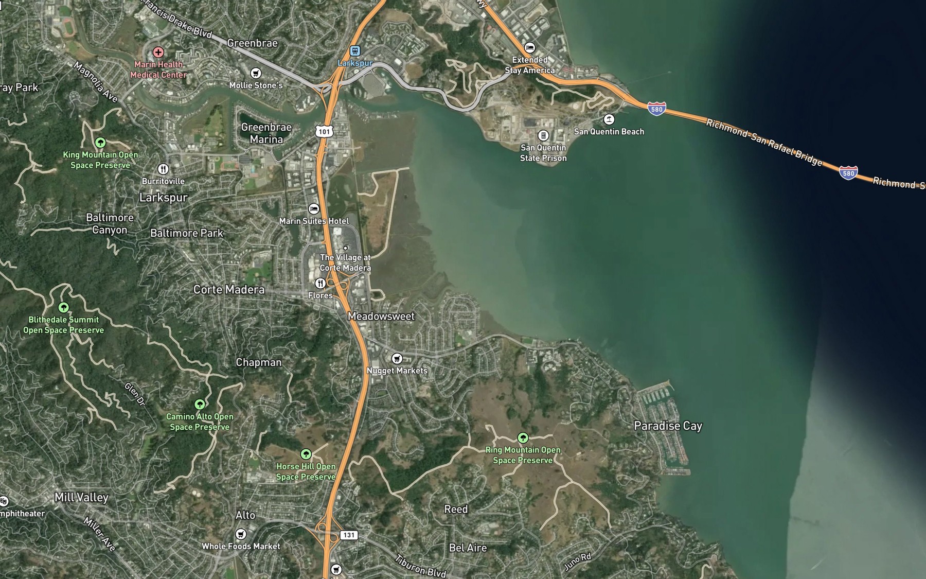 Satellite map of the San Clemente Creek
