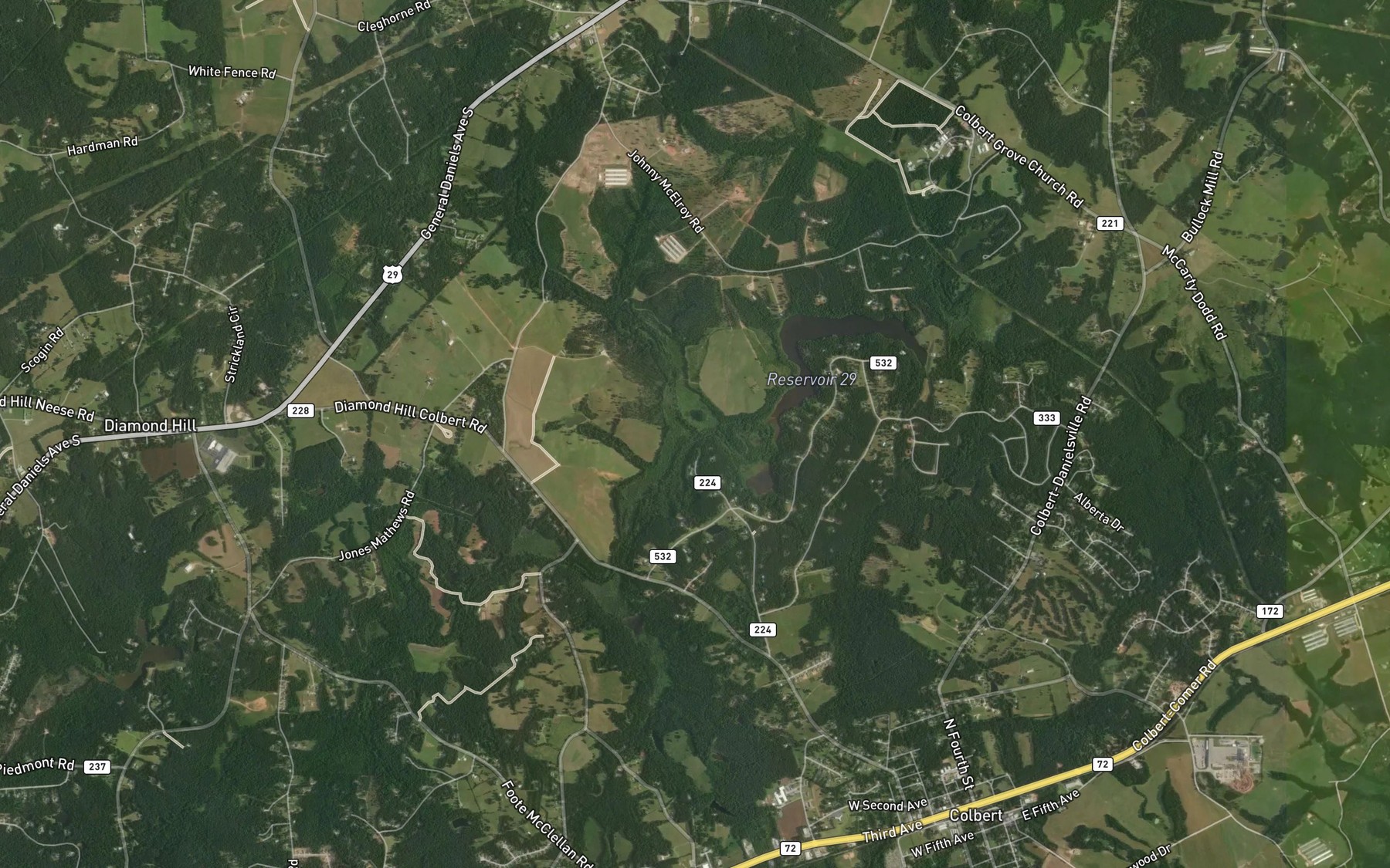 Satellite map of the Biger Creek
