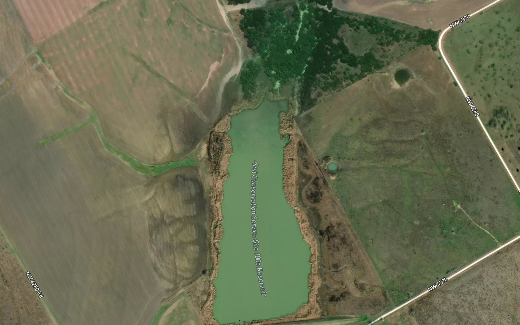 Satellite map of the Soil Conservation Service Site 100a Reservoir
