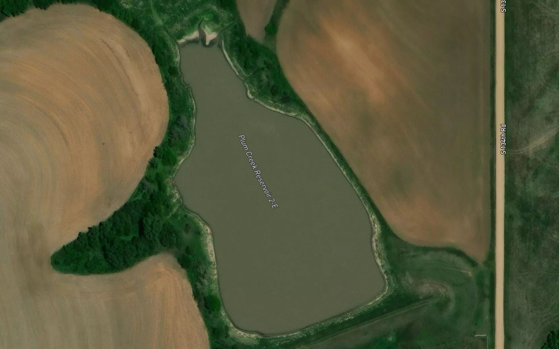 Satellite map of the Plum Creek Reservoir 2-E