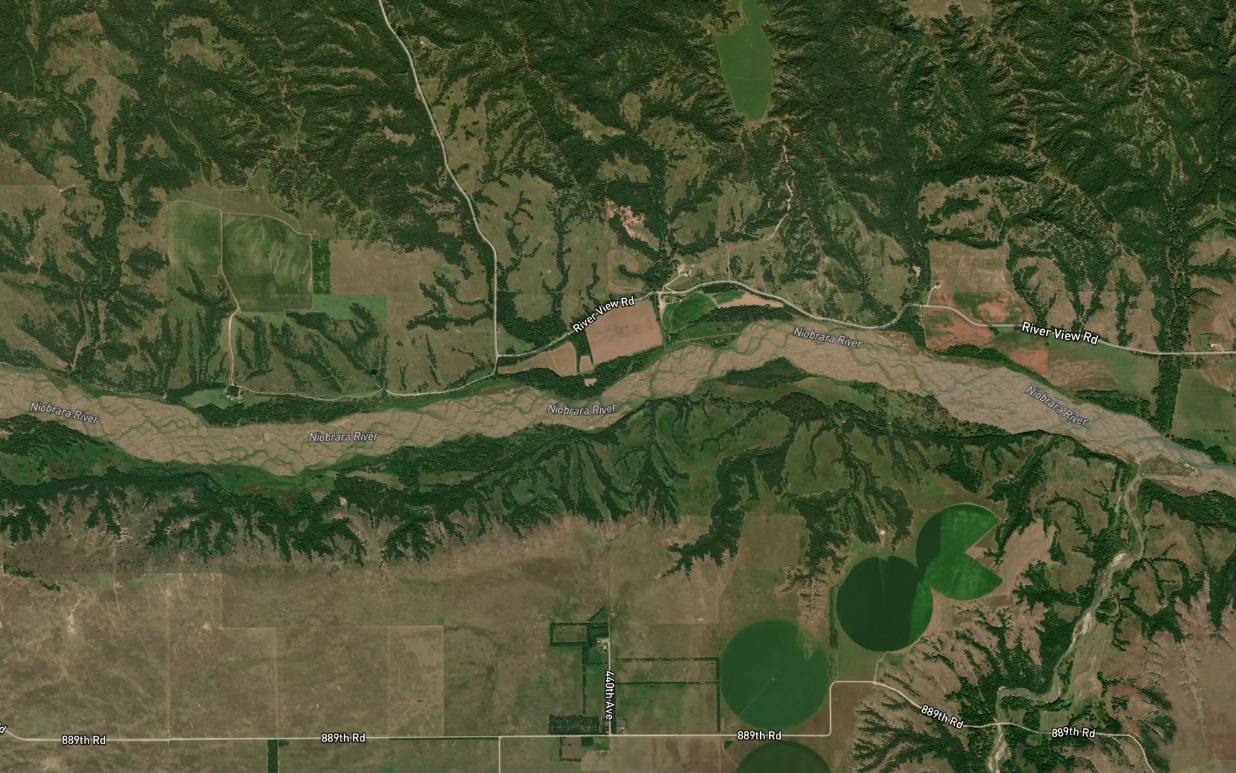 Satellite map of the Thomas Creek