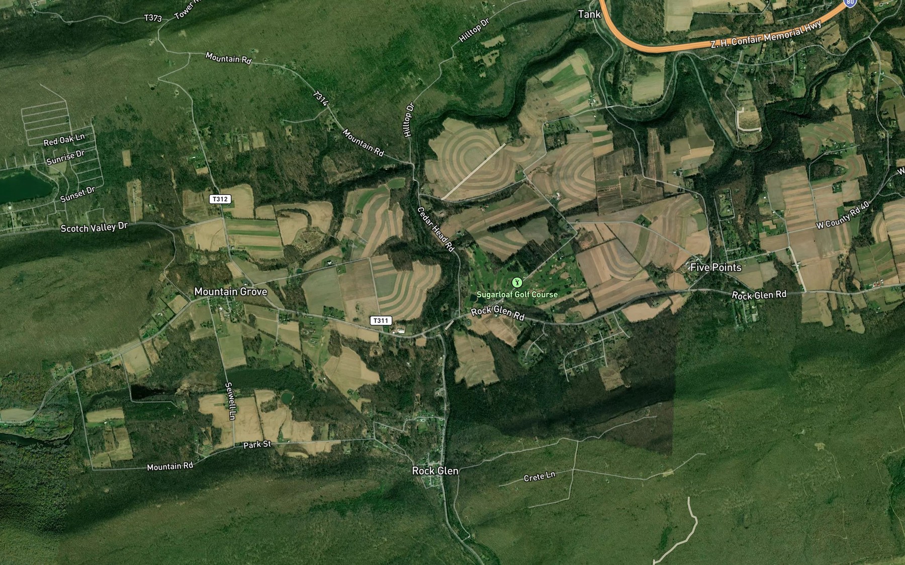 Satellite map of the Barnes Run