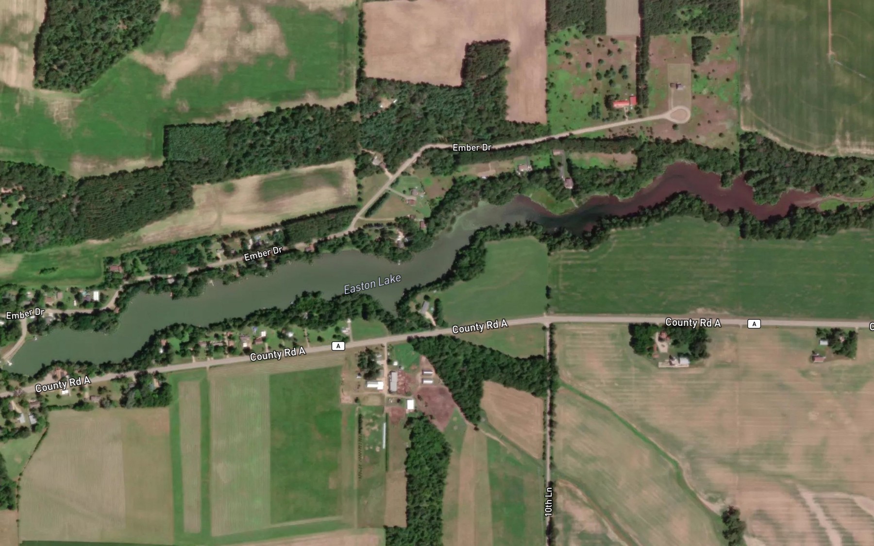 Satellite map of the Easton Lake