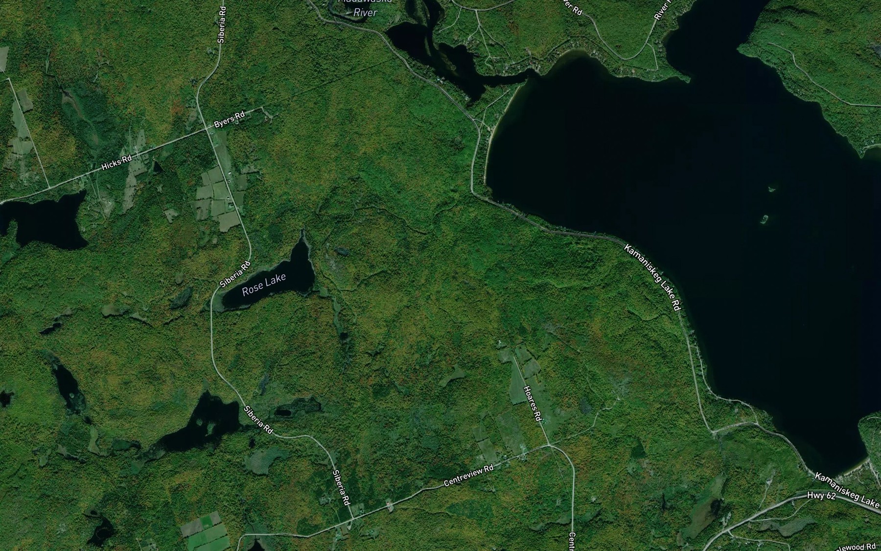 Satellite map of the Rose Creek