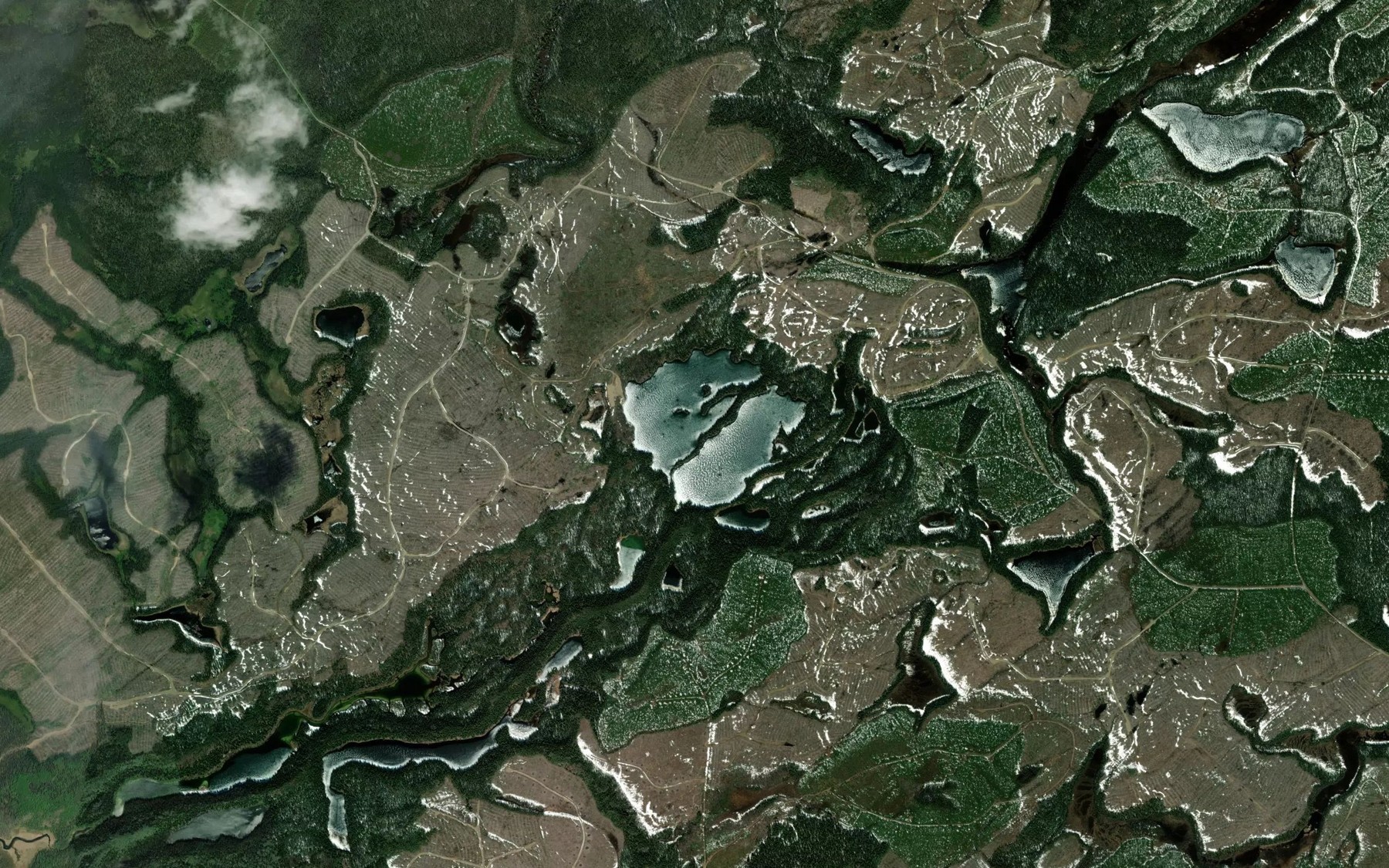 Satellite map of the Two Bears Lakes