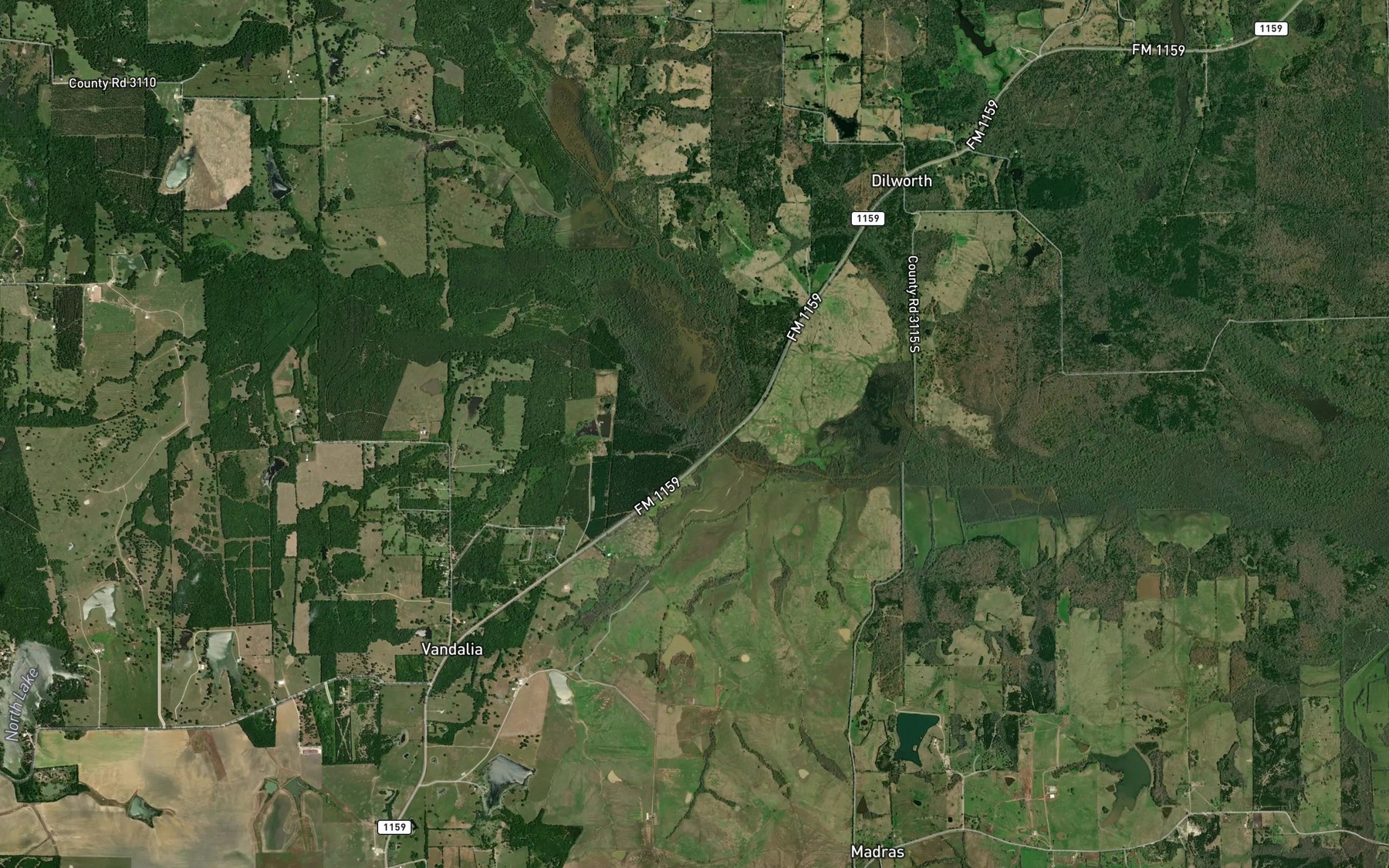 Satellite map of the White Oak Bayou