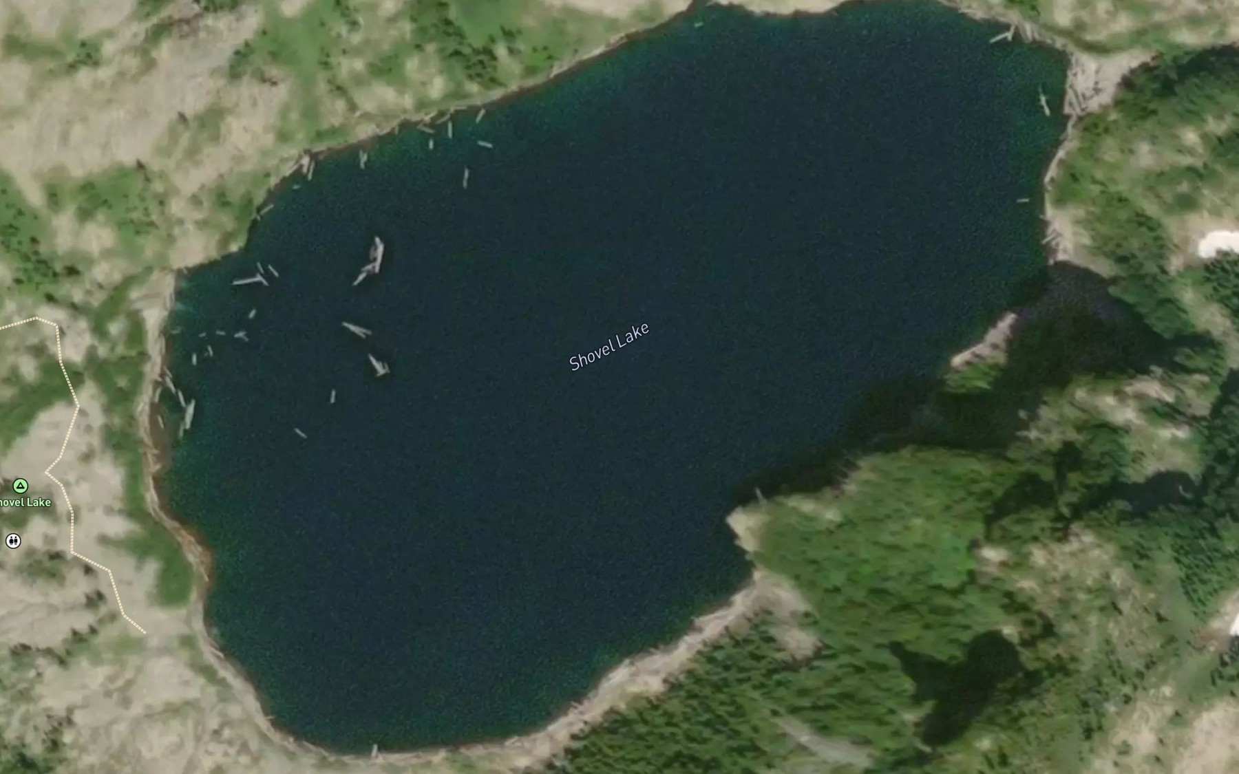 Satellite map of the Shovel Lake