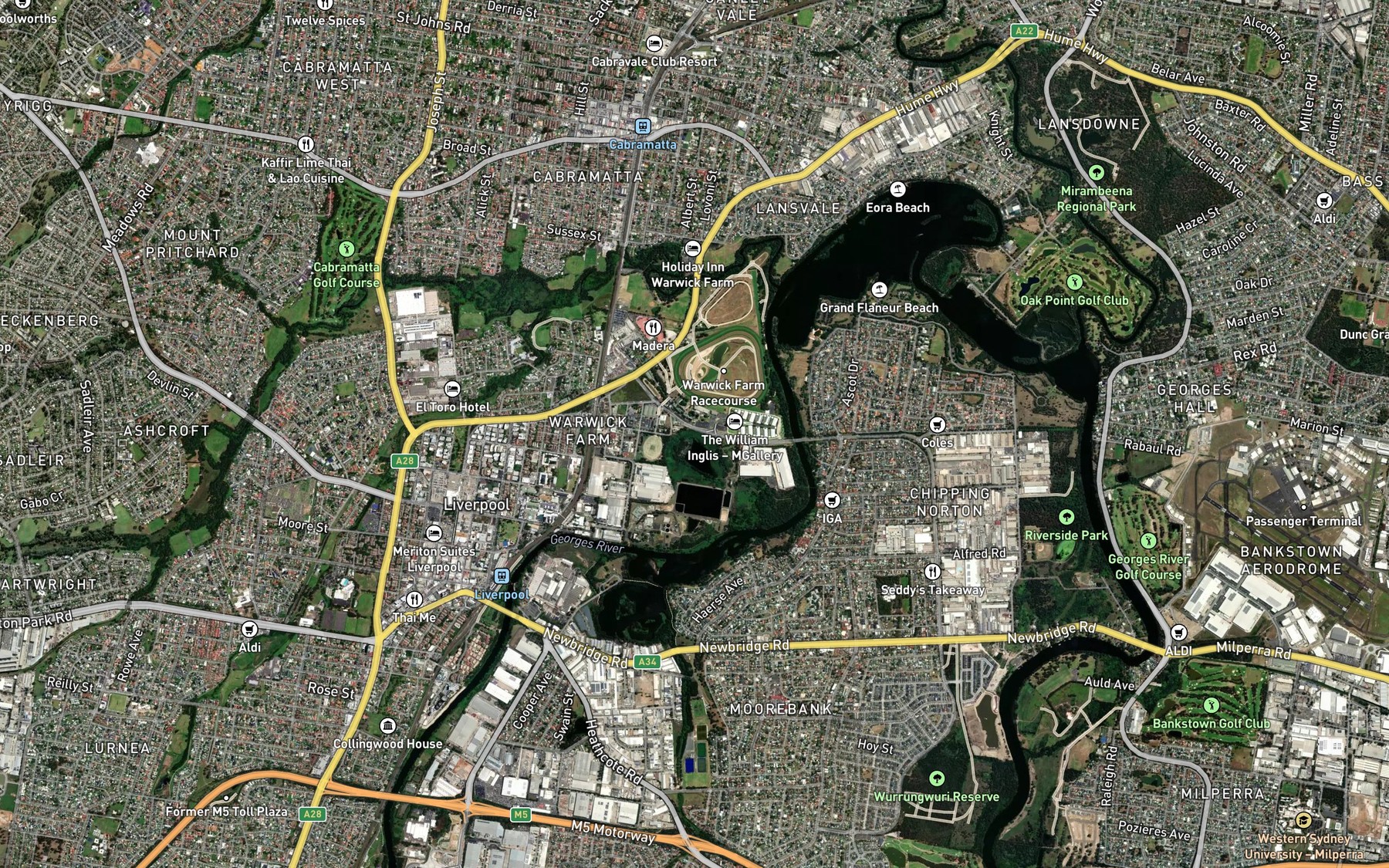 Satellite map of the Horseshoe Pond