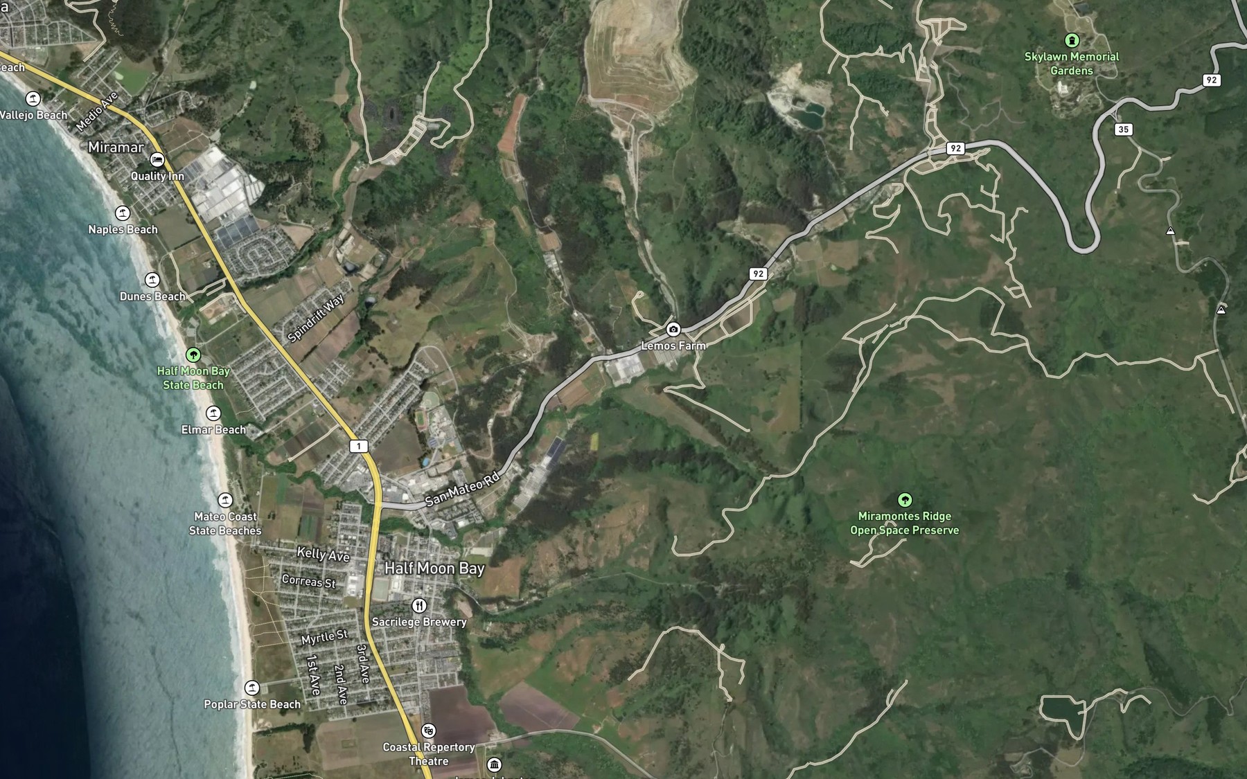 Satellite map of the Apanolio Creek