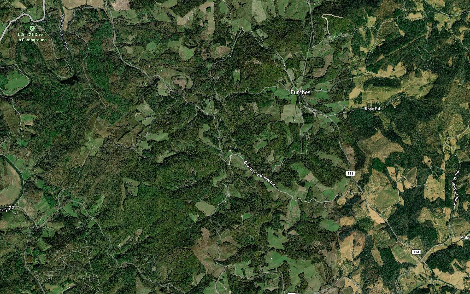 Satellite map of the Piney Branch