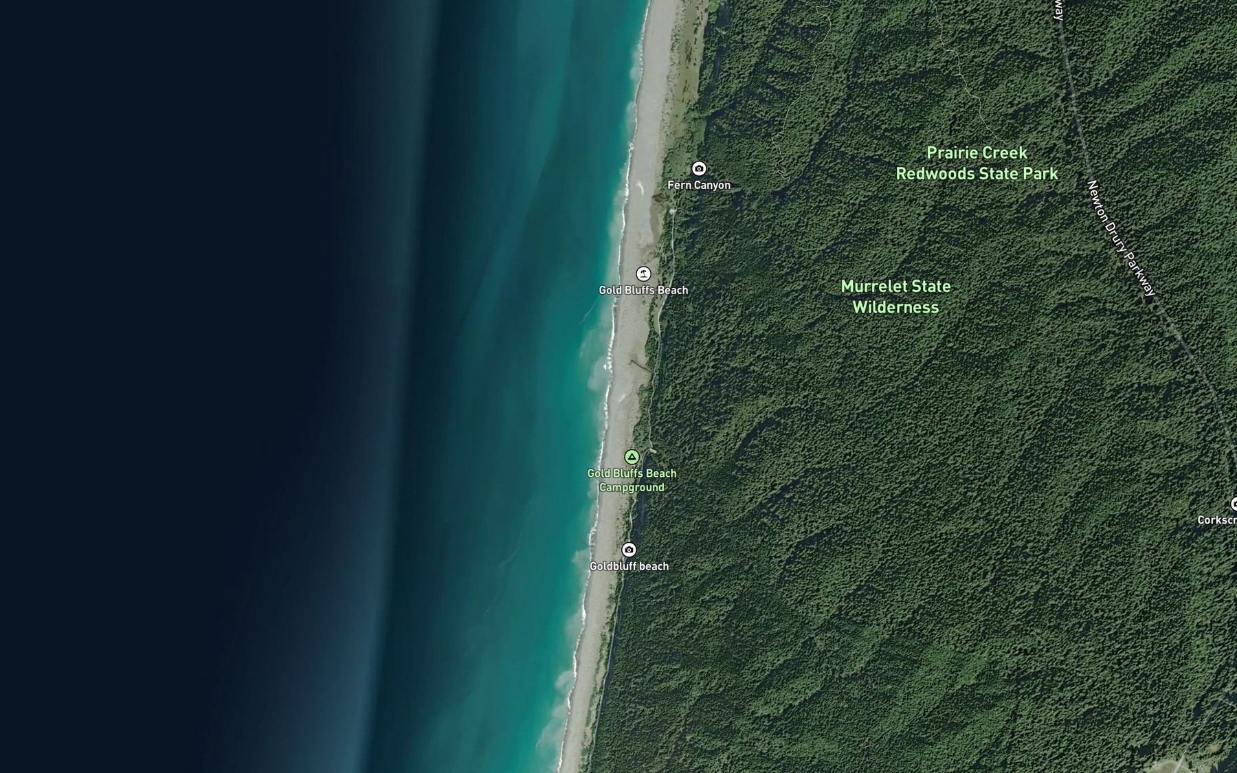 Satellite map of the Squashan Creek