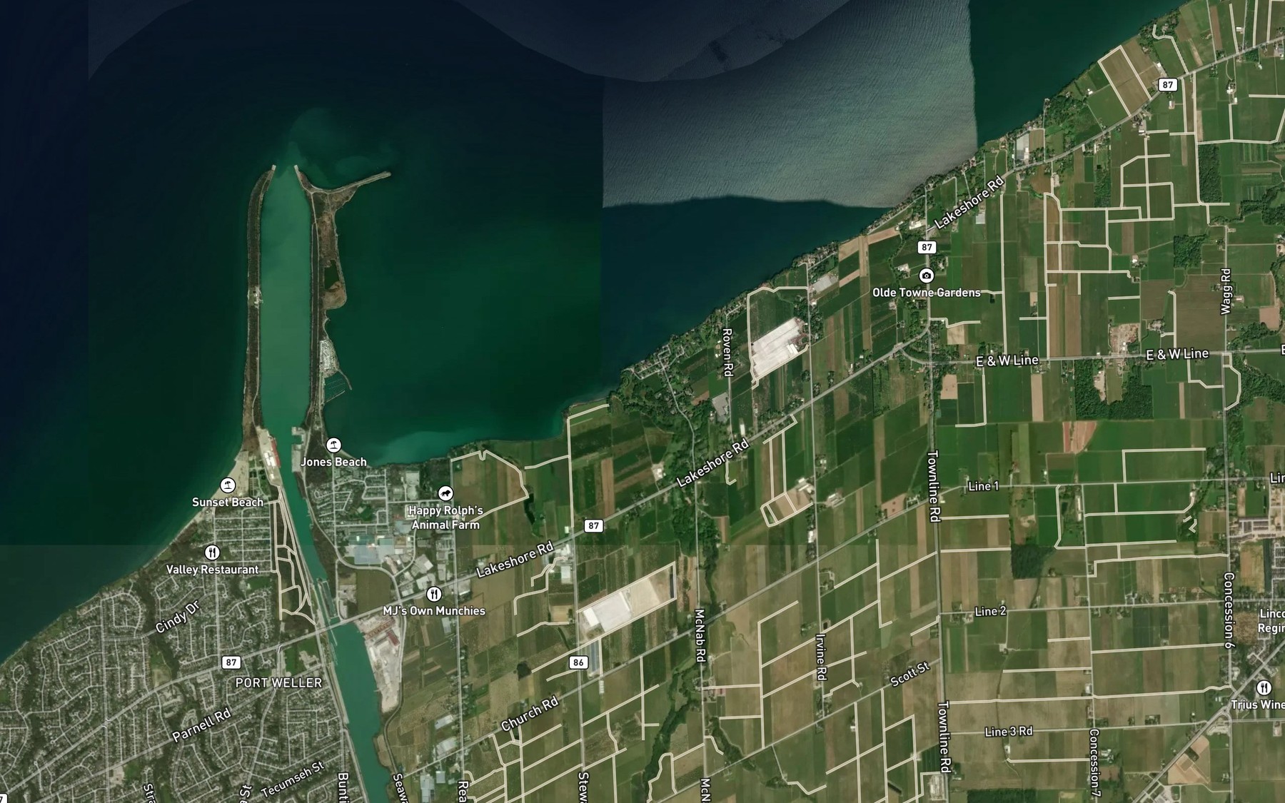 Satellite map of the Eight Mile Pond