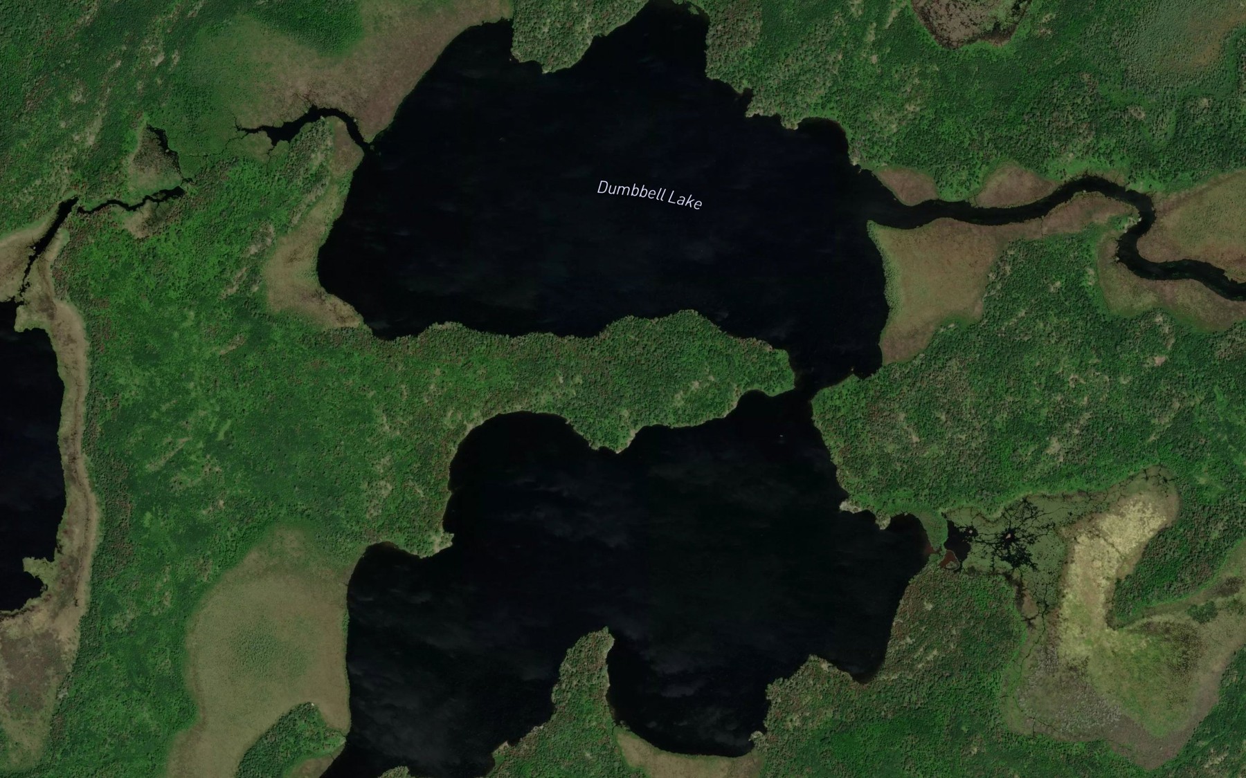 Satellite map of the Dumbbell Lake