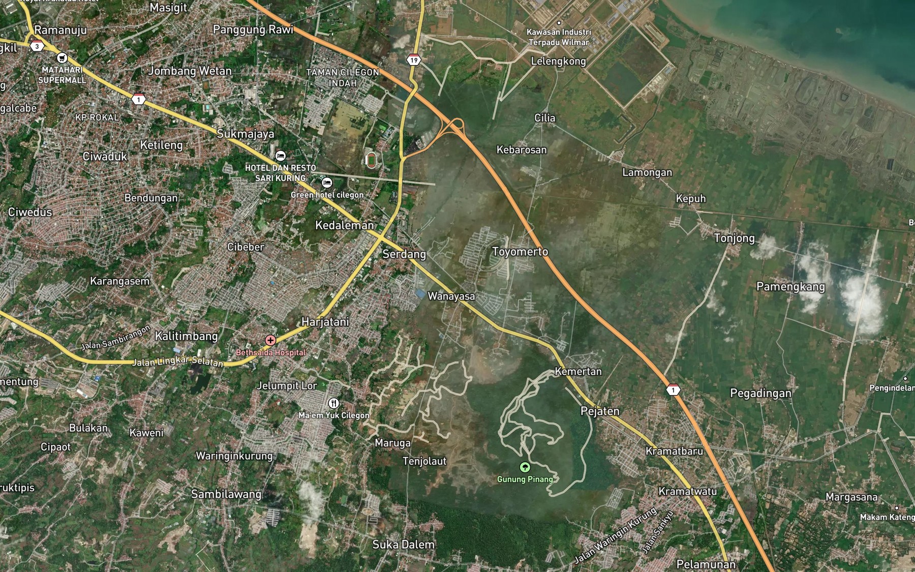 Satellite map of the Kali Tenjolaut