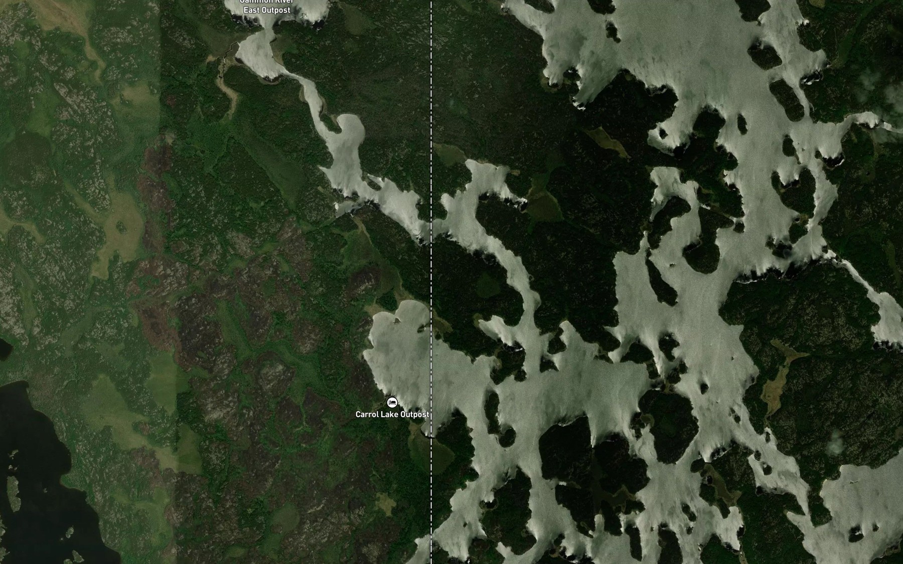 Satellite map of the Gammon River