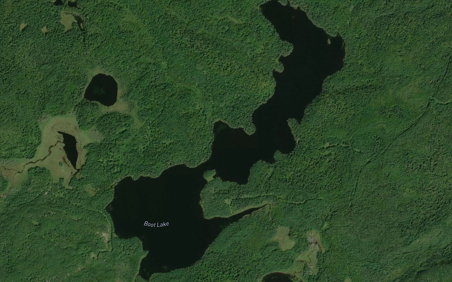 Satellite map of the Boot Lake