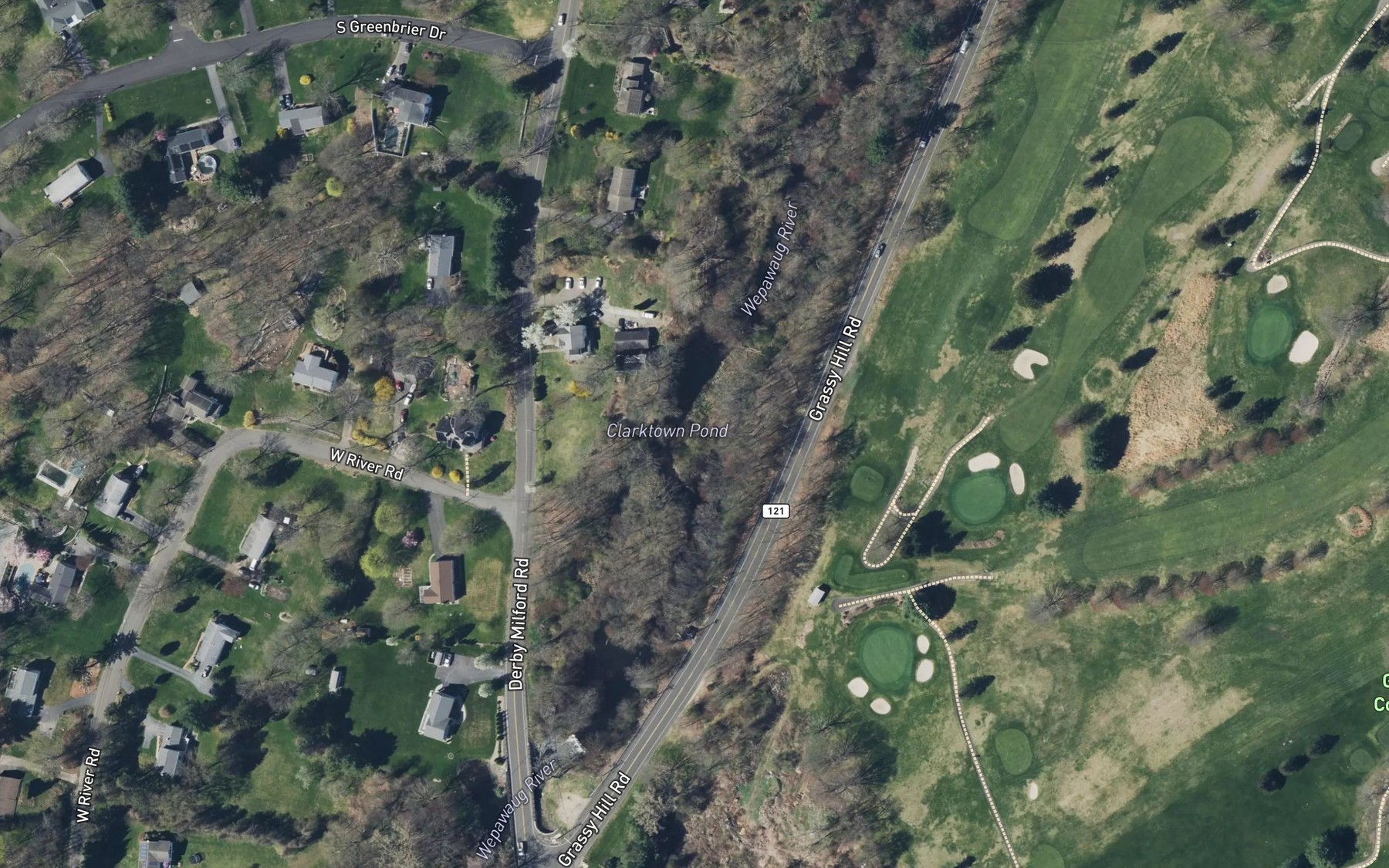 Satellite map of the Clarktown Pond