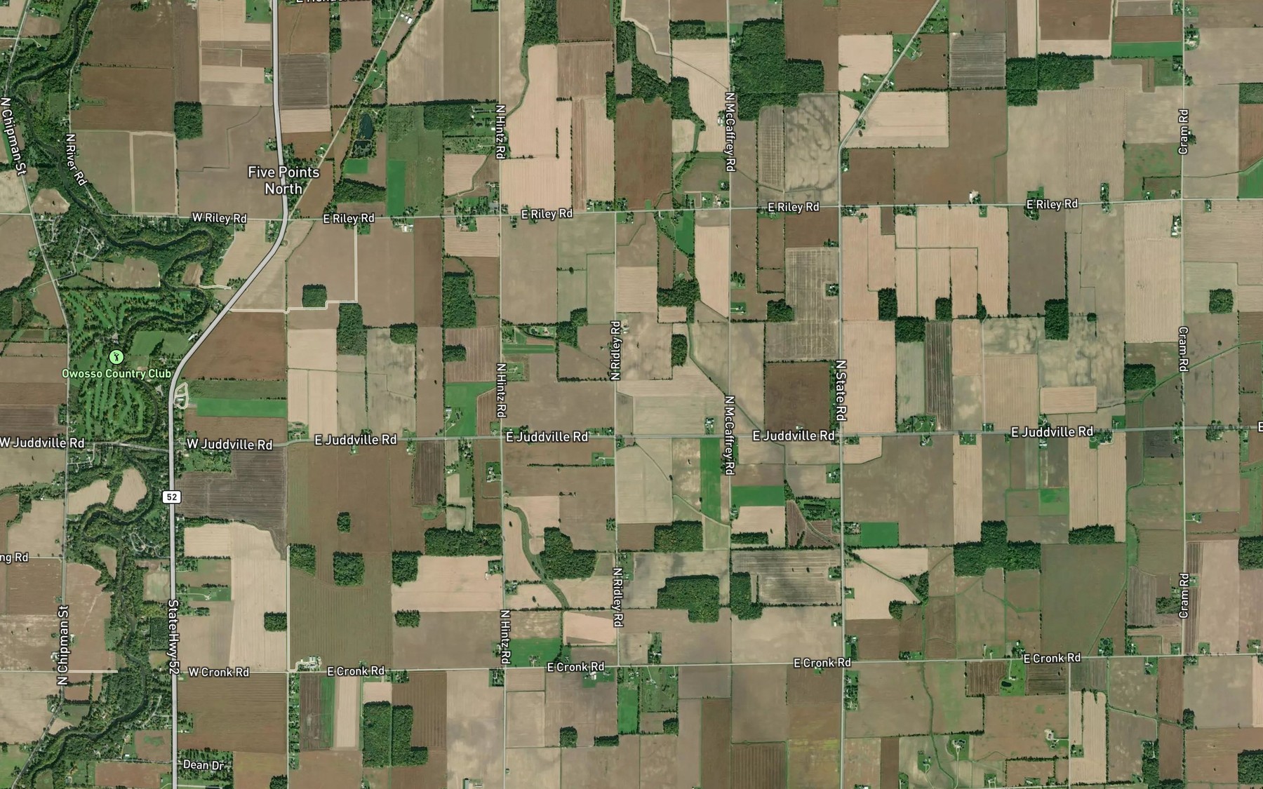 Satellite map of the Kelley Drain