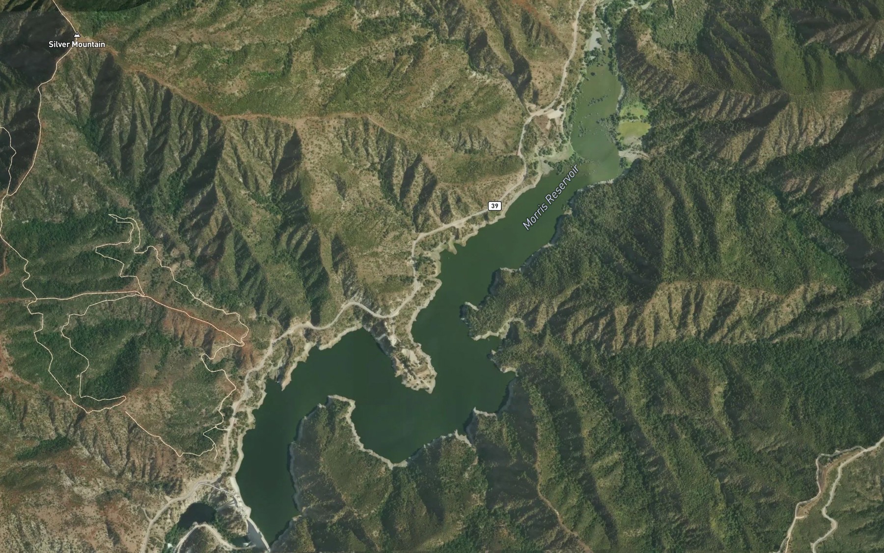 Satellite map of the Morris Reservoir
