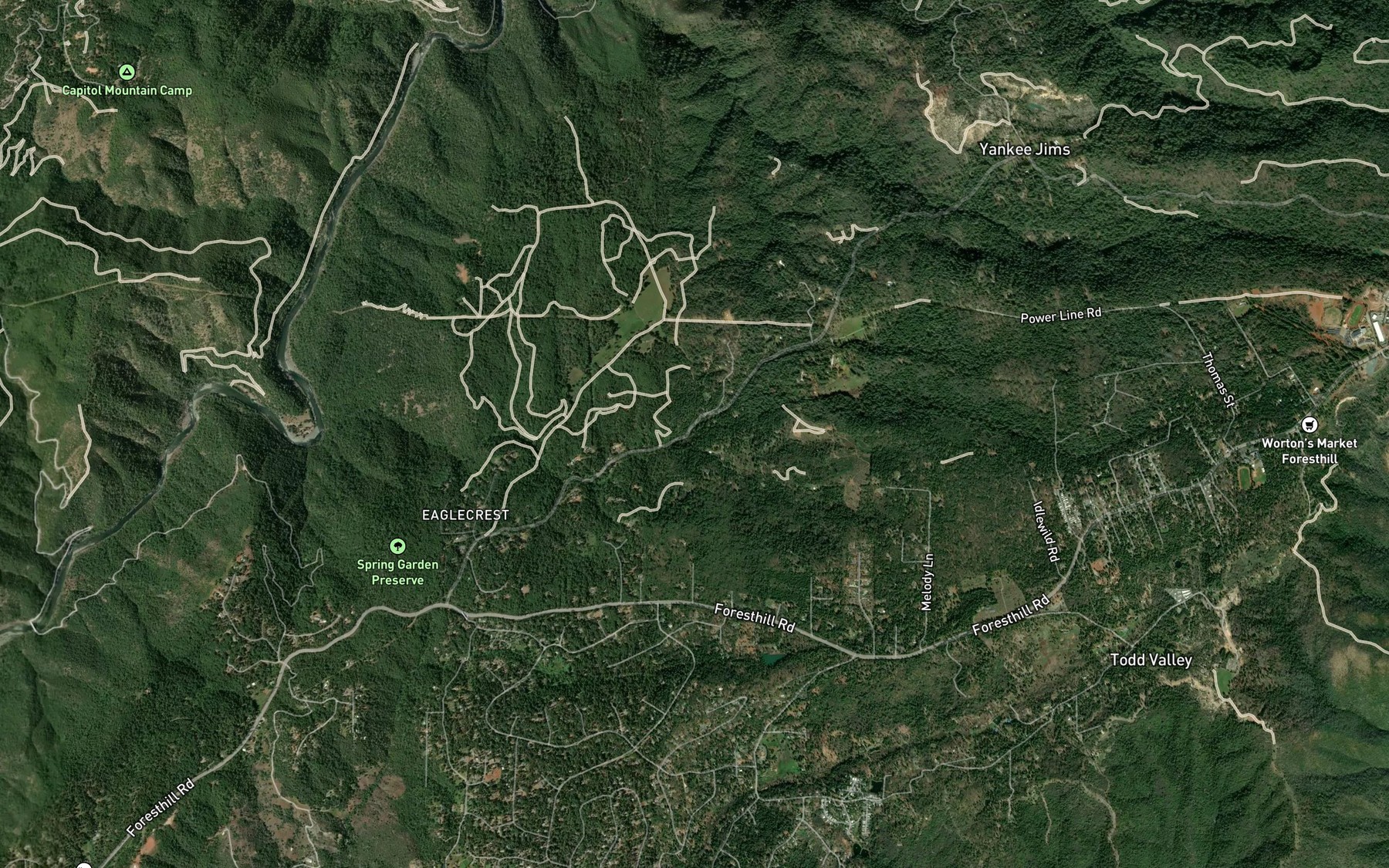 Satellite map of the Middle Branch Owl Creek