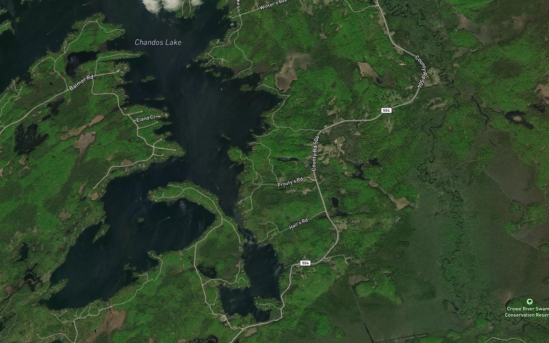 Satellite map of the Prouty Bay