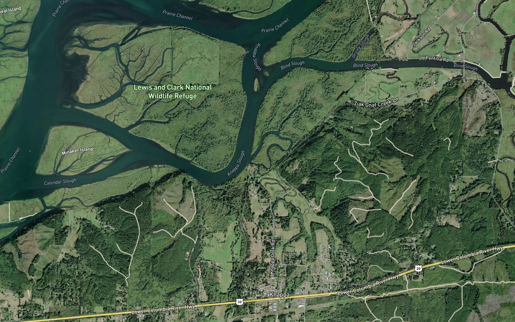 Satellite map of the Warren Slough