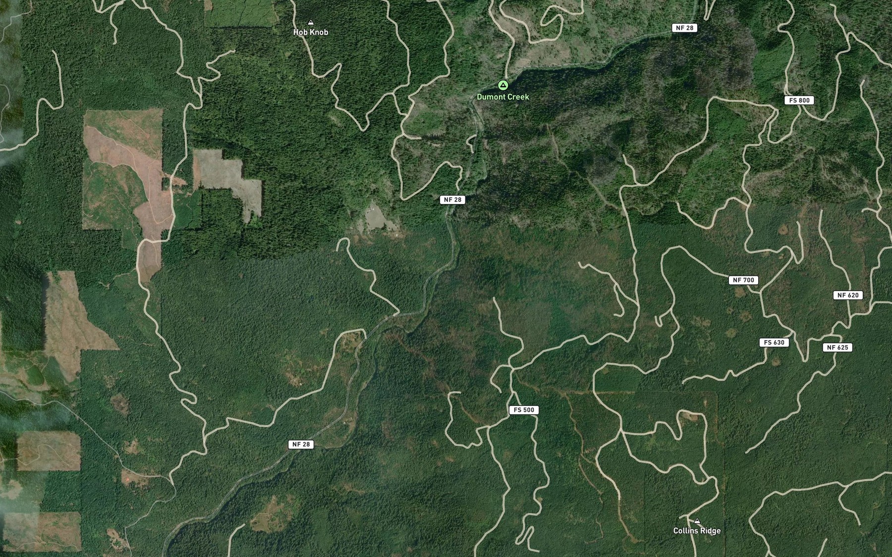 Satellite map of the Francis Creek