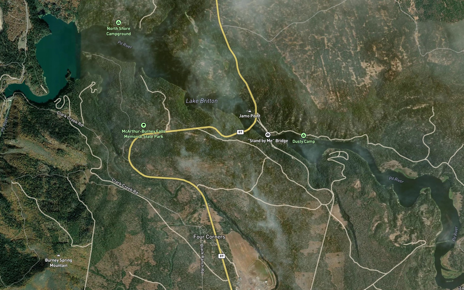 Satellite map of the Lake Britton