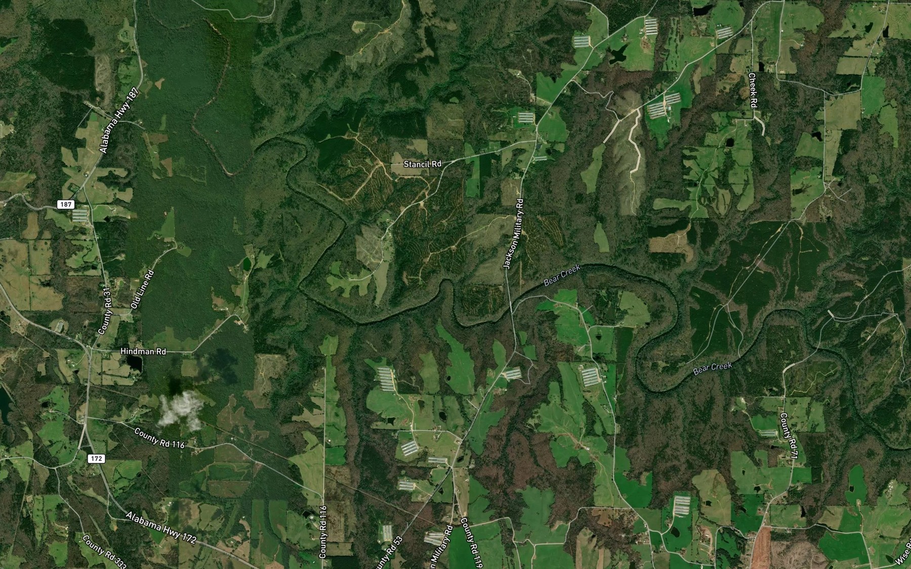 Satellite map of the McDonald Spring Branch
