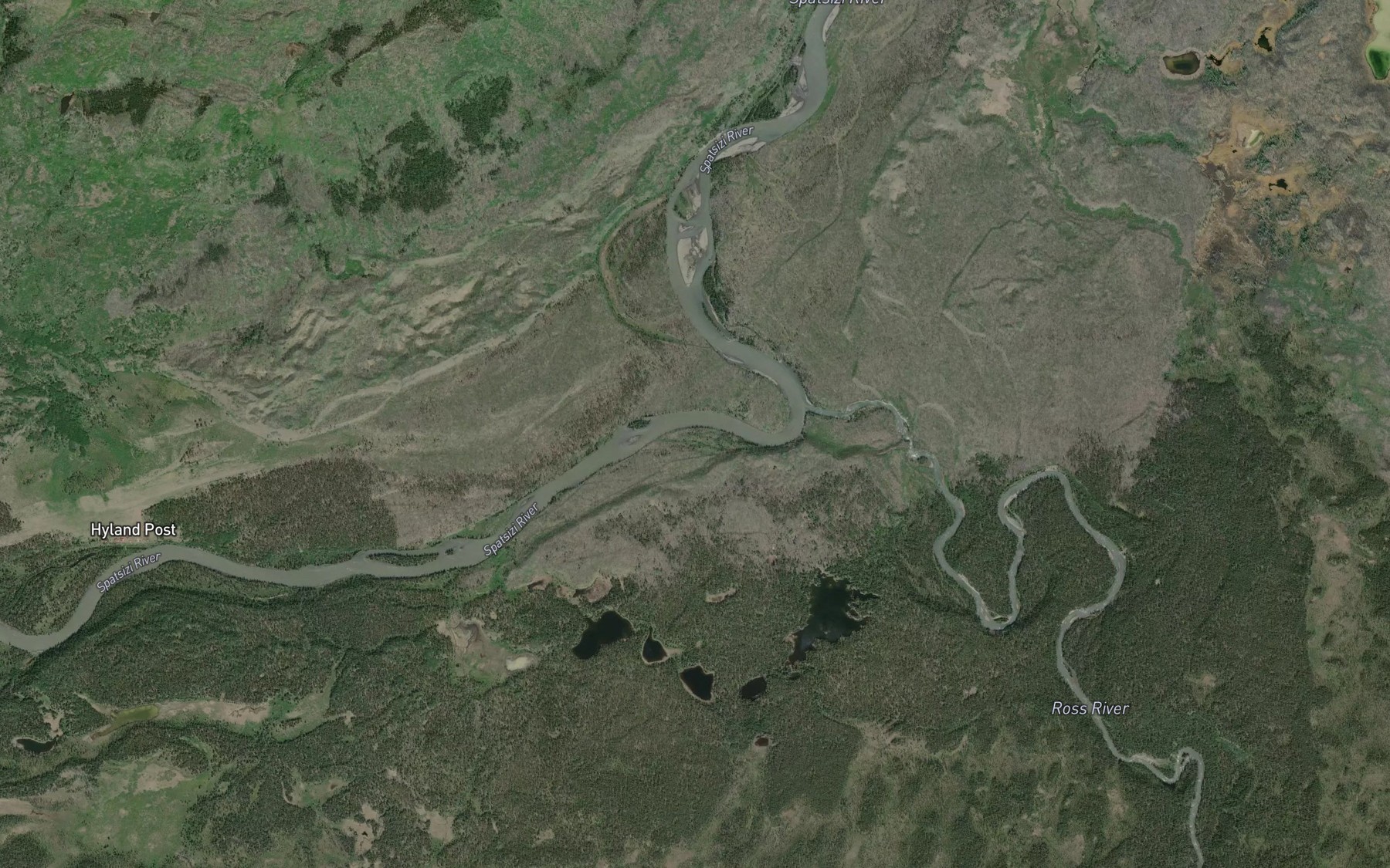 Satellite map of the Ross River
