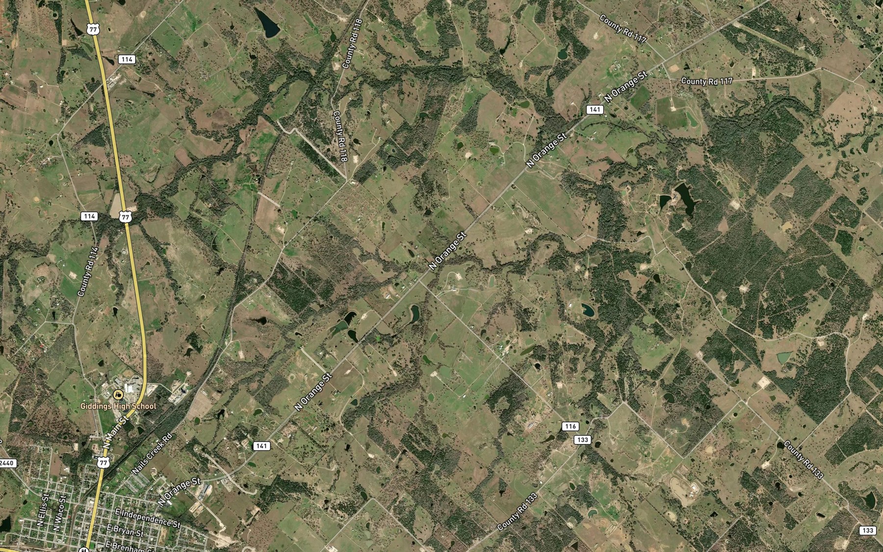 Satellite map of the Little Hickory Creek