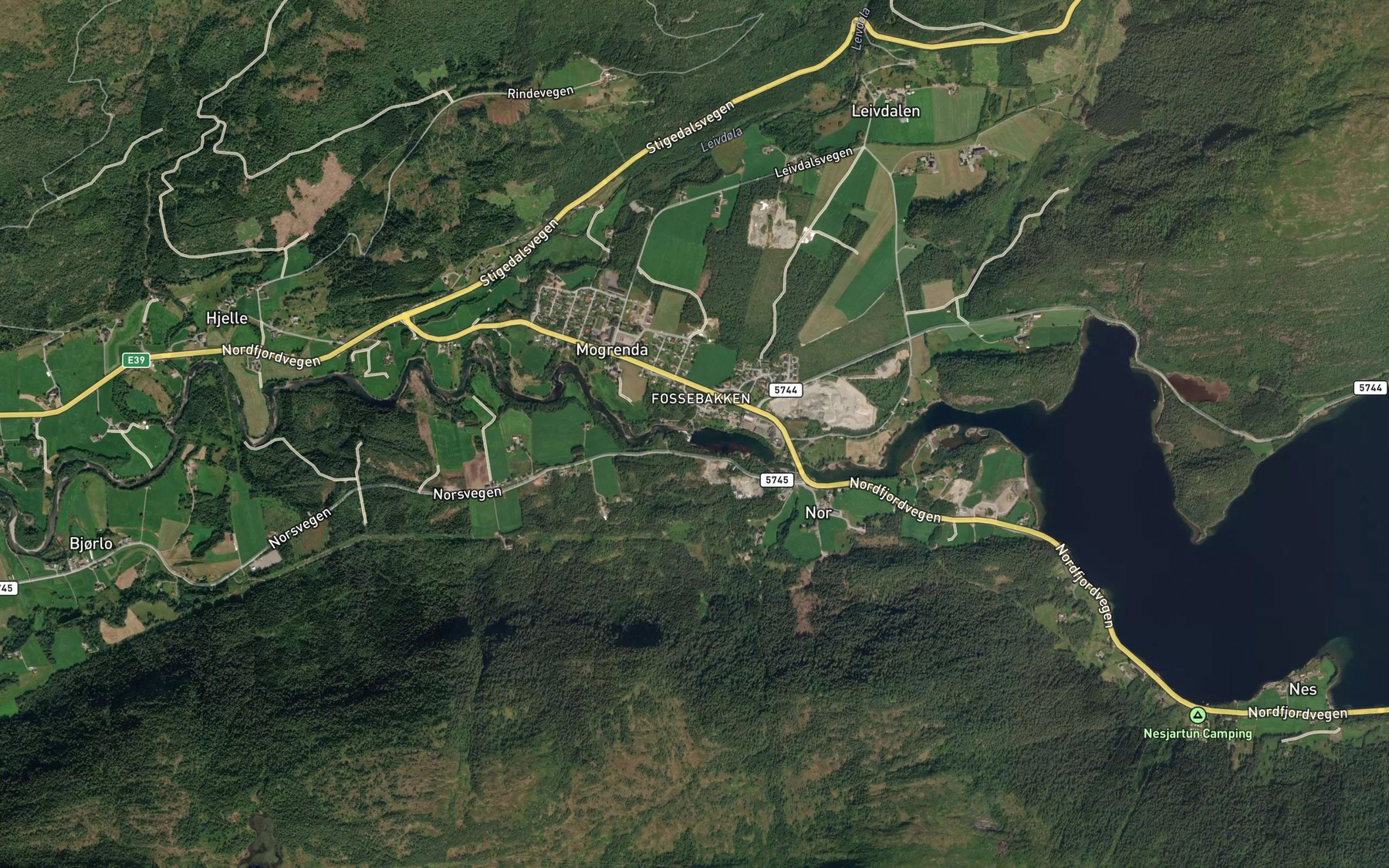 Satellite map of the Kviafossen