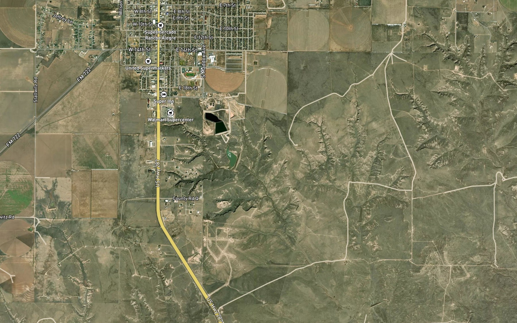 Satellite map of the City of Dumas Lake