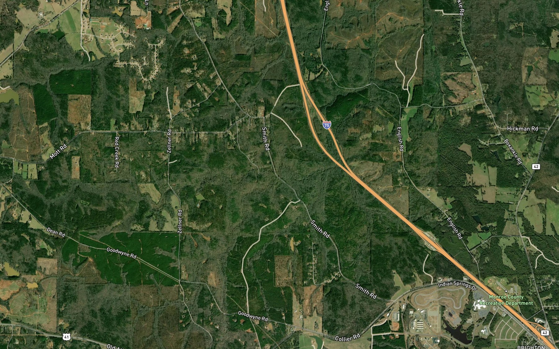 Satellite map of the Phinazee Creek
