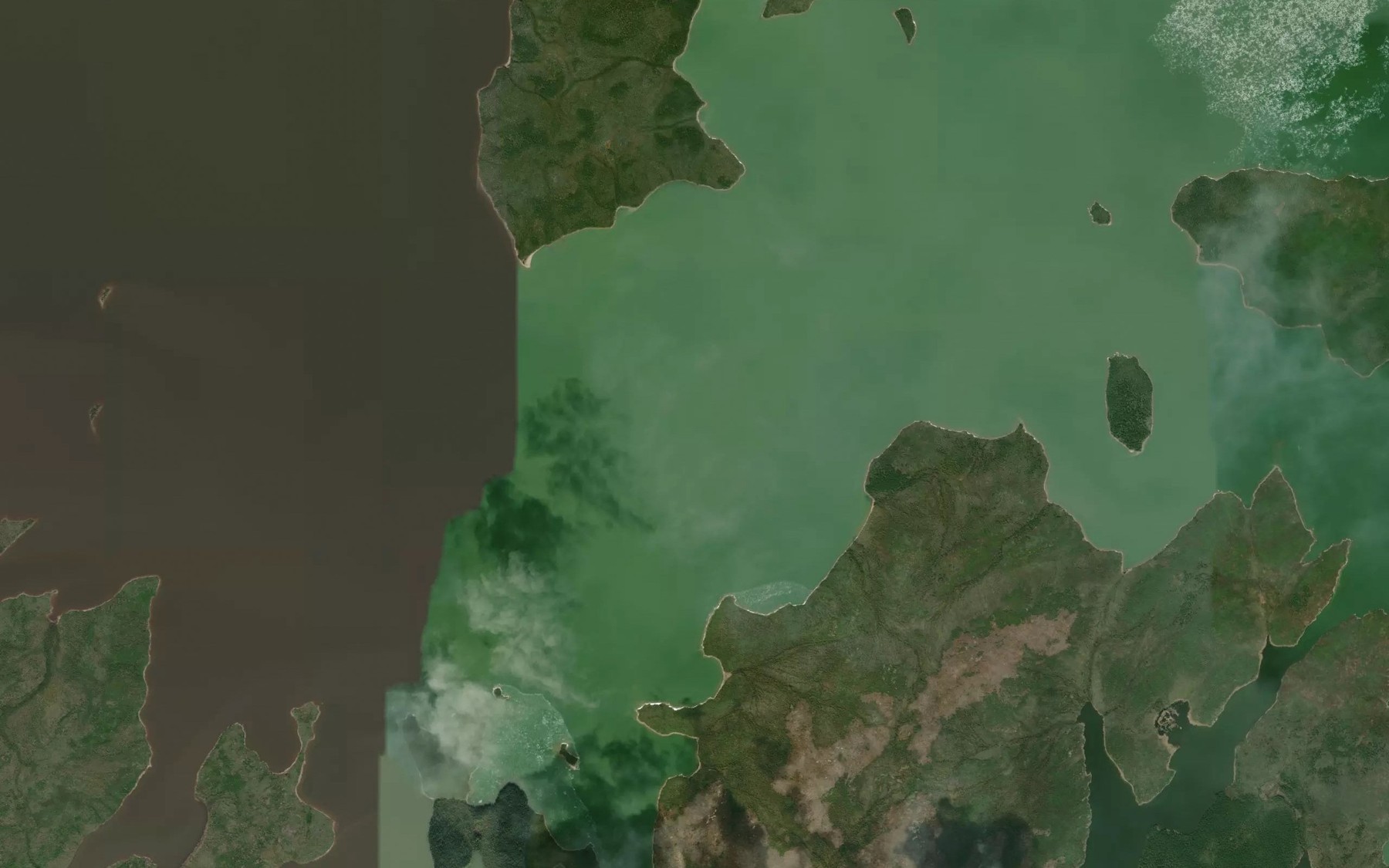 Satellite map of the Nayawnakow Narrows