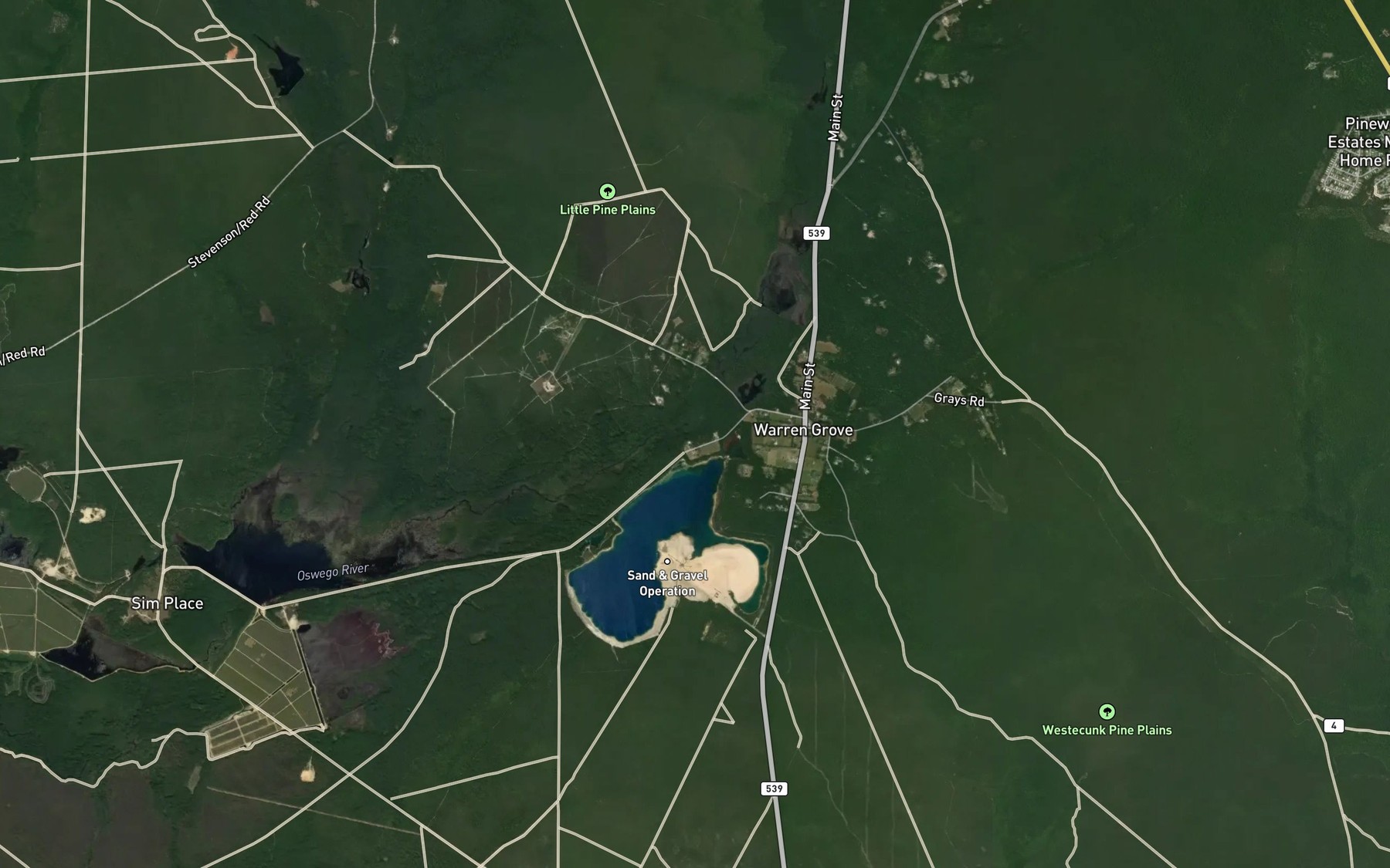 Satellite map of the Dry Branch