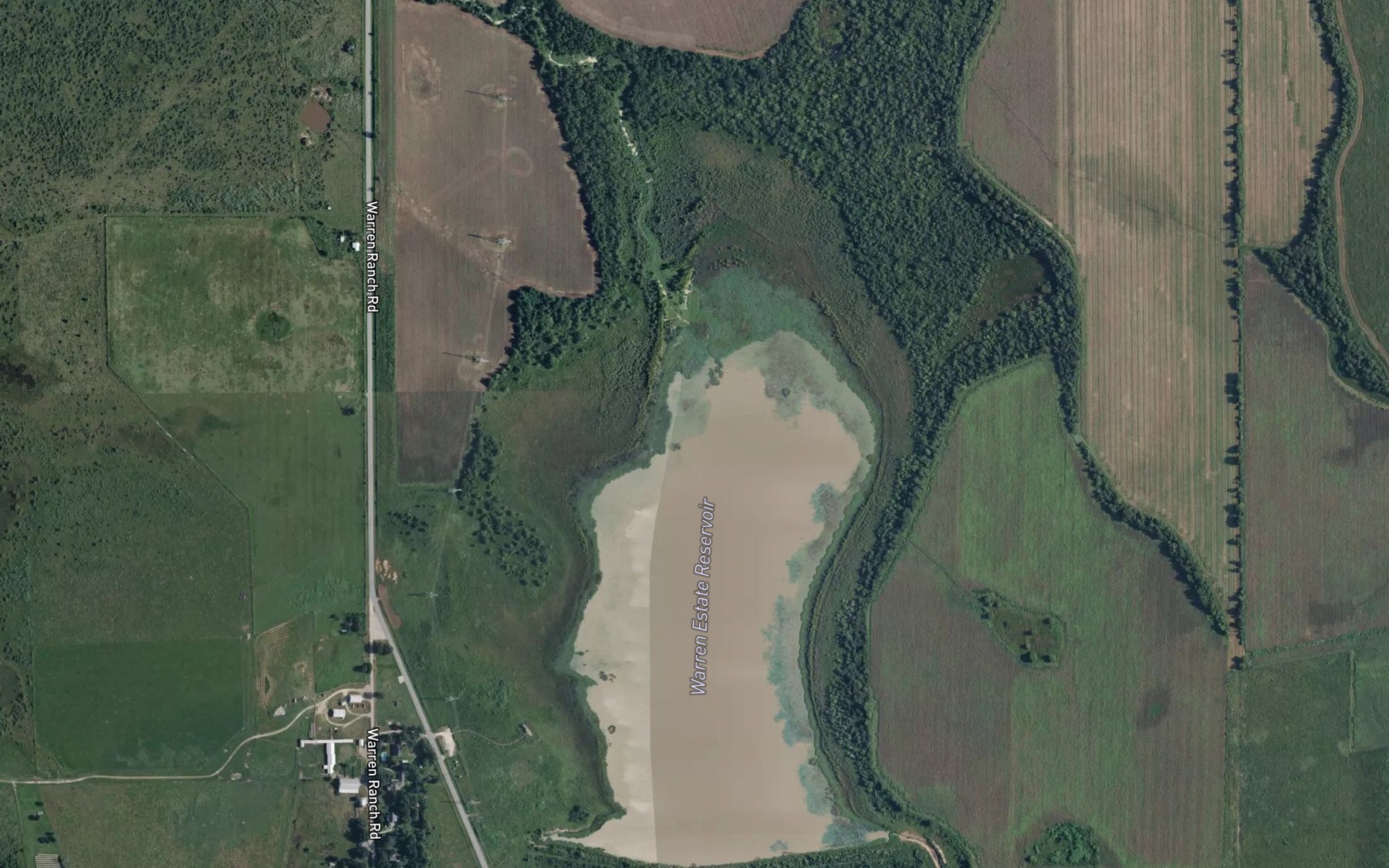 Satellite map of the Warren Estate Reservoir