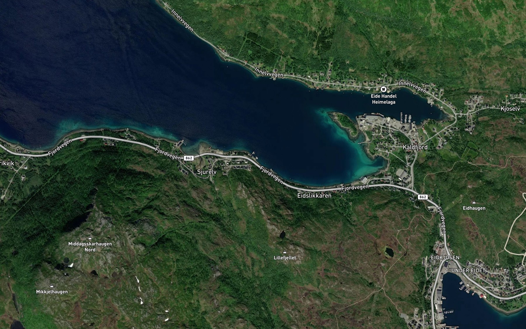 Satellite map of the Ornesbukta