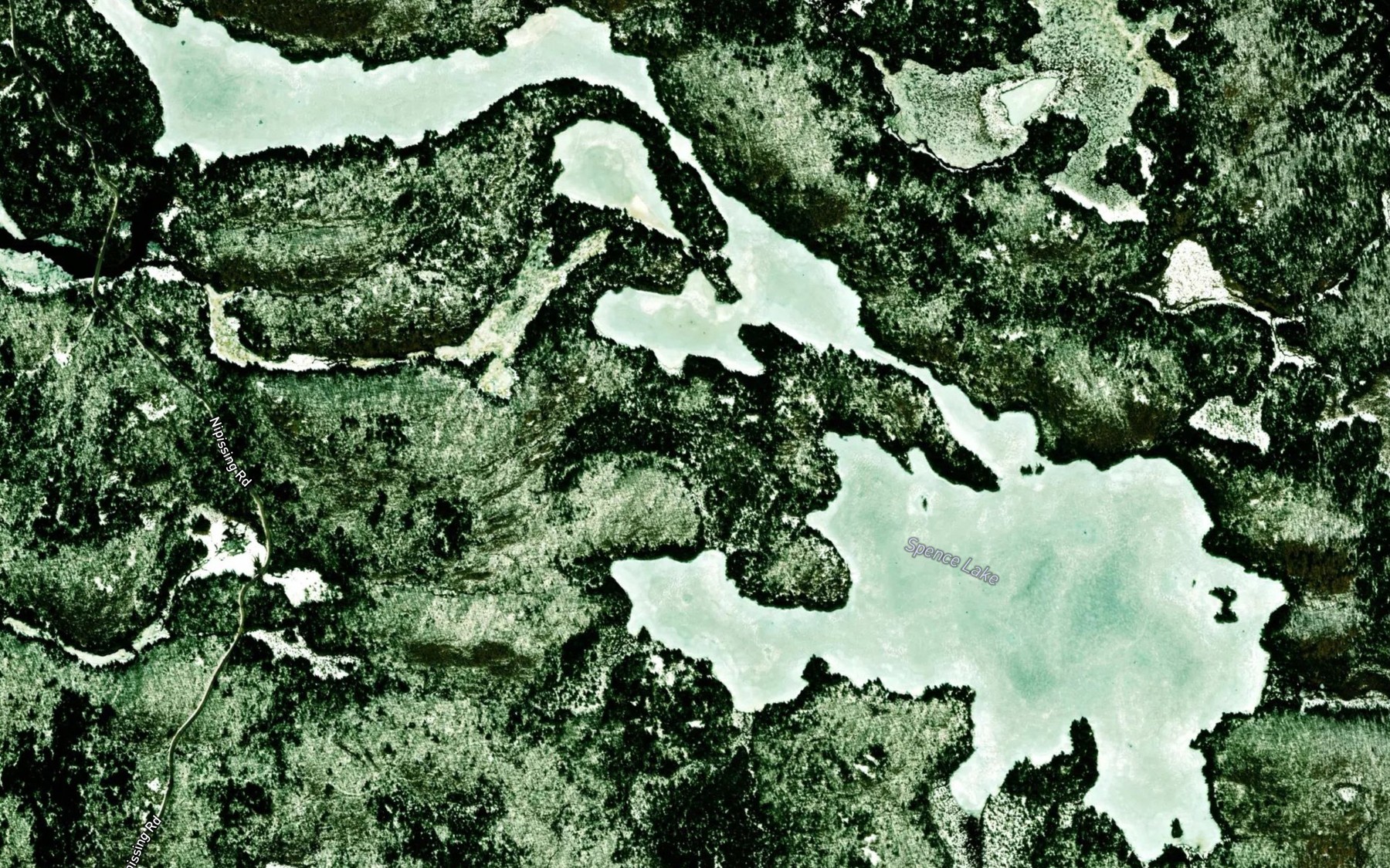 Satellite map of the Spence Lake