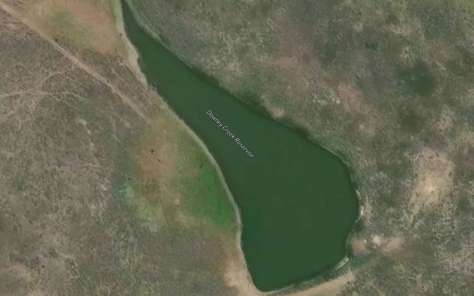 Satellite map of the Downey Creek Reservoir