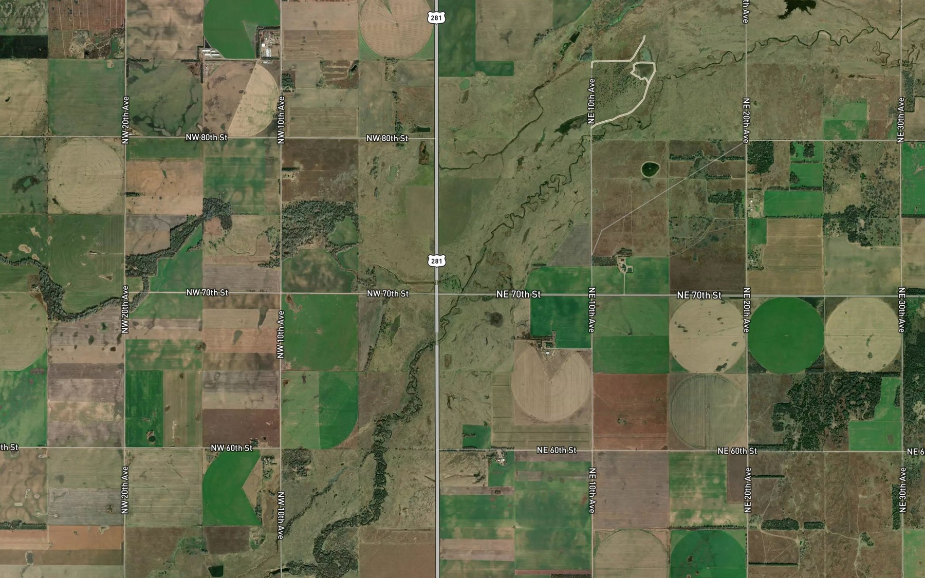 Satellite map of the Wild Horse Creek