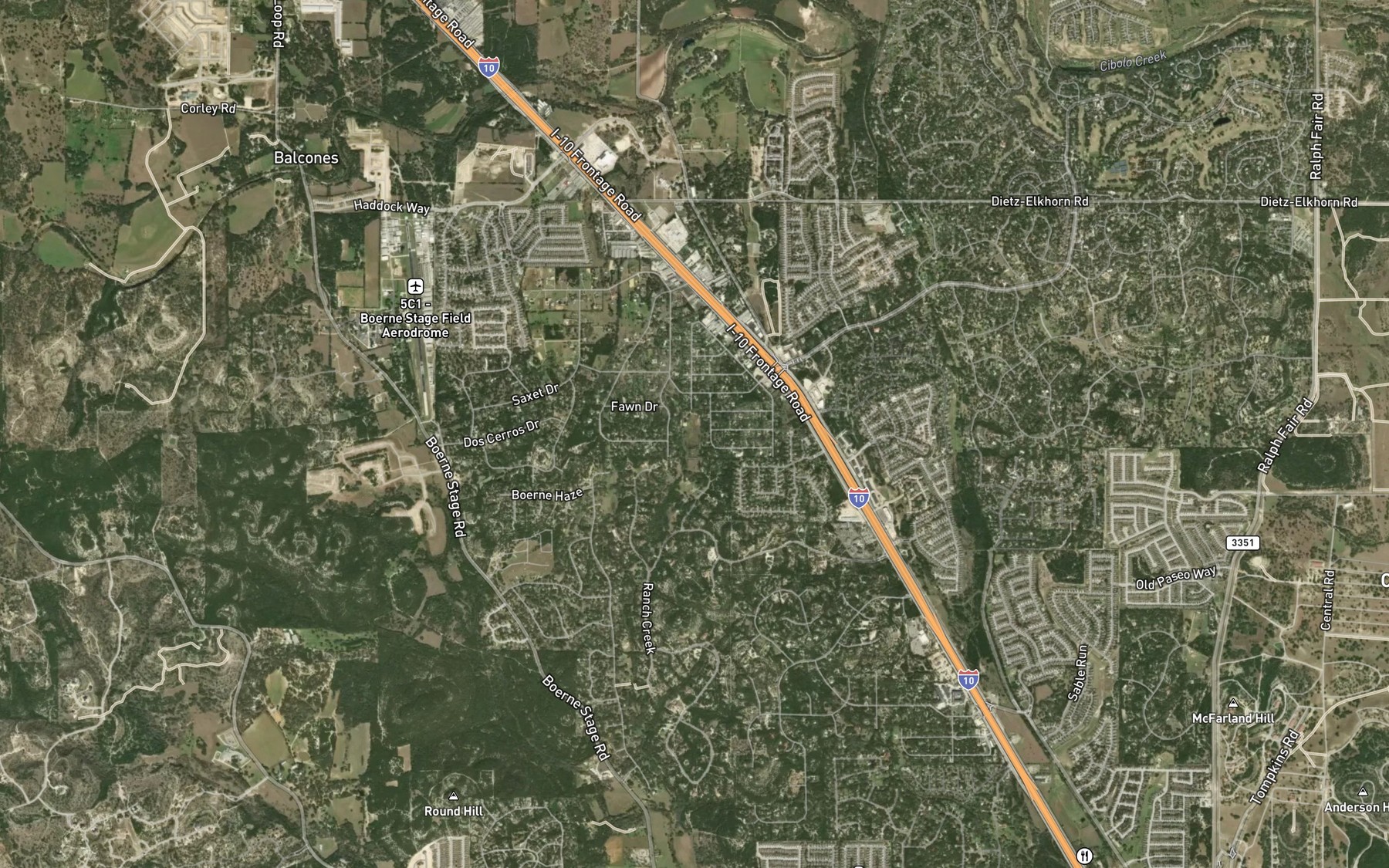 Satellite map of the Lakeside Acres Club Lake