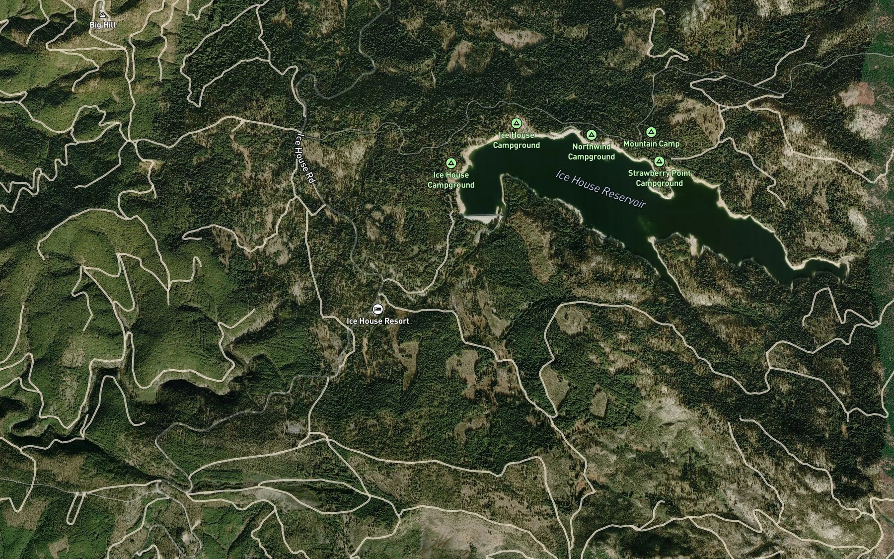 Satellite map of the Peavine Creek