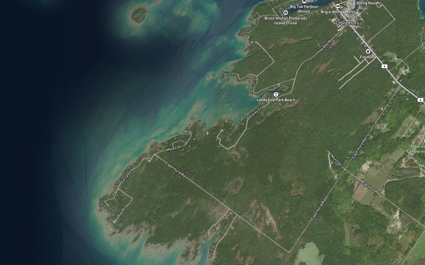 Satellite map of the Hay Bay
