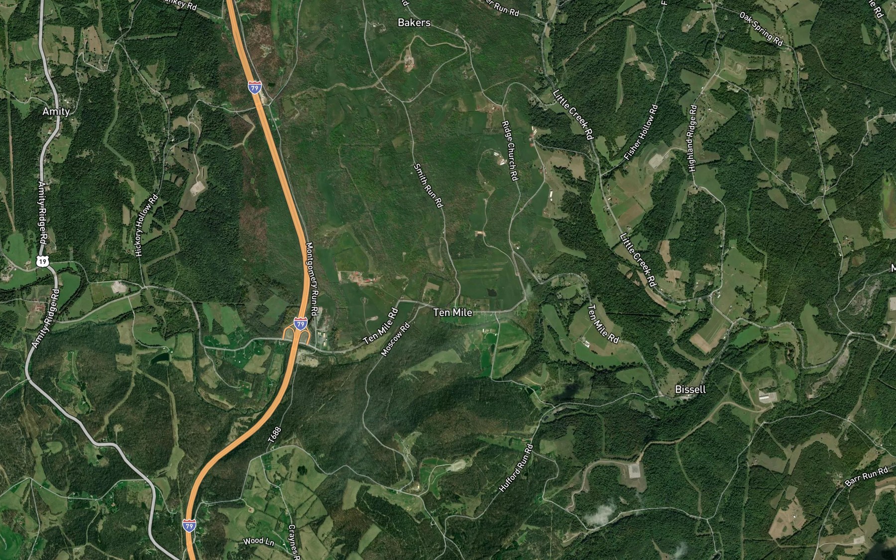 Satellite map of the Smith Run