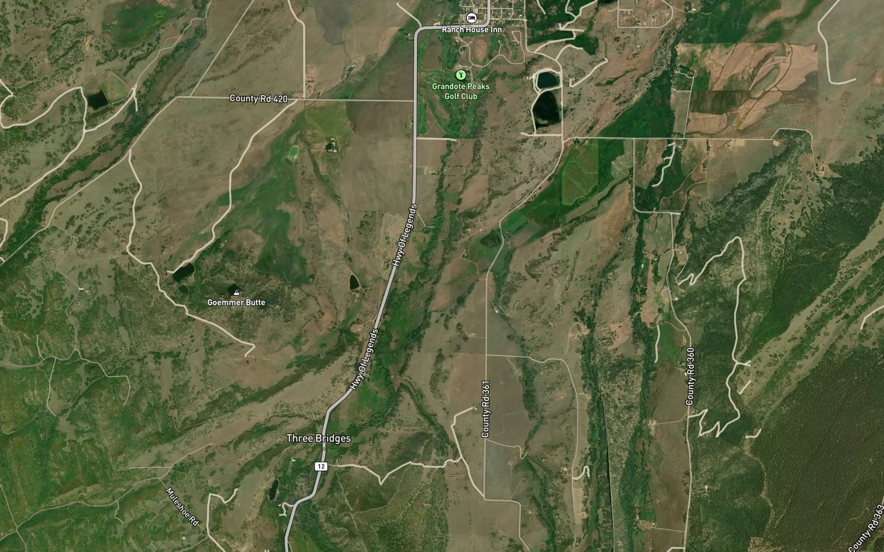 Satellite map of the Spanish Peaks Ditch